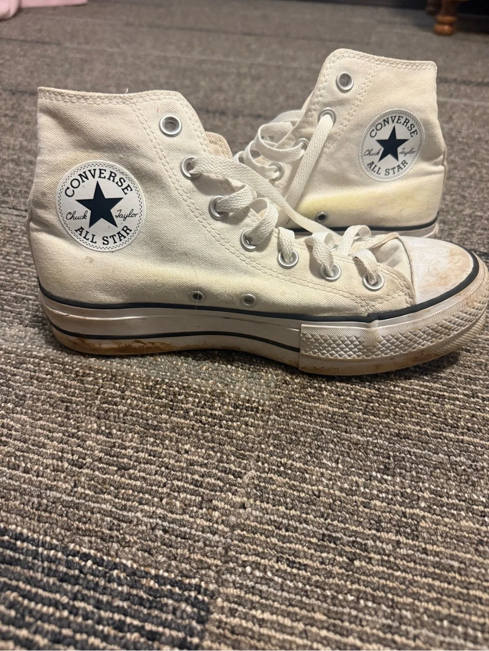 Converse High Top Sneakers - Off-White with Black Star Patch